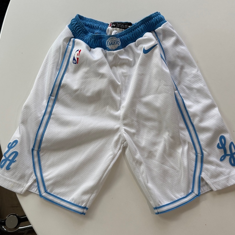 Nike LA Clippers White and Light Blue Athletic Shorts